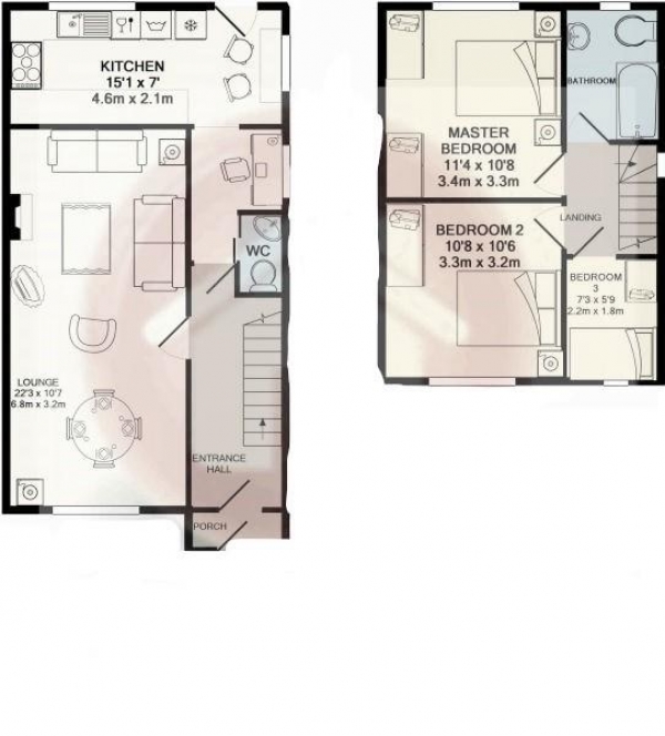 Floor Plan Image for 3 Bedroom Semi-Detached House for Sale in Kingsley Avenue, Rugby