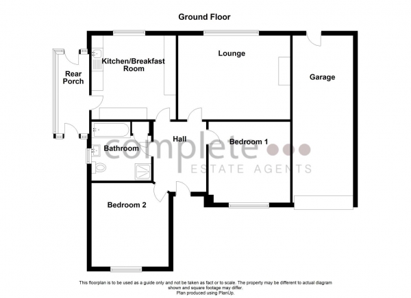 Floor Plan Image for 2 Bedroom Detached Bungalow for Sale in Tennyson Avenue, Bilton, Rugby