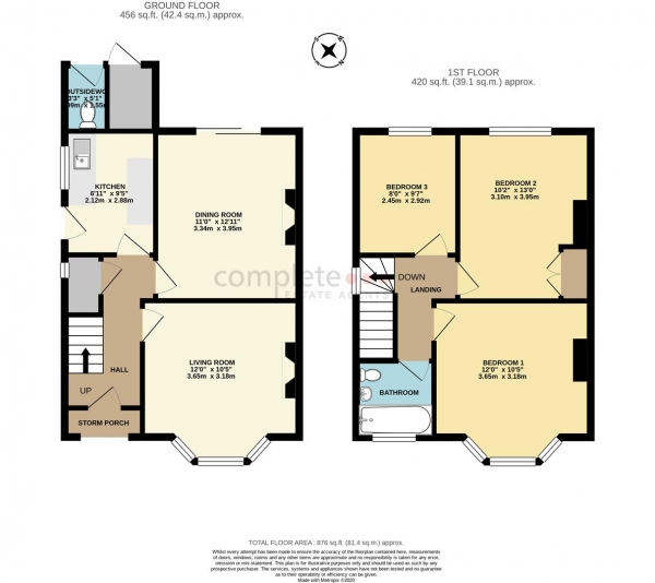 Floor Plan Image for 3 Bedroom Semi-Detached House for Sale in Richmond Road, Rugby