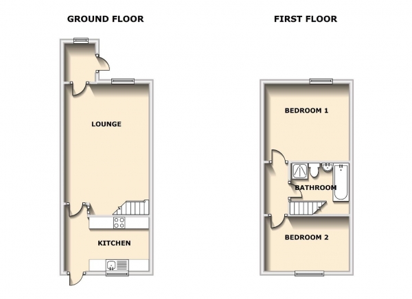 Floor Plan Image for 2 Bedroom Semi-Detached House for Sale in Kennedy Drive, Bilton, Rugby