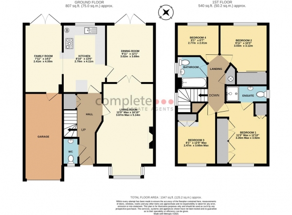 Floor Plan for 4 Bedroom Detached House for Sale in Deacon Close, Rugby, CV22, 5AQ - Guide Price &pound375,000