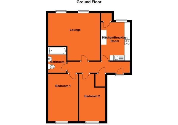 Floor Plan Image for 2 Bedroom Flat for Sale in Cambridge Street, Rugby