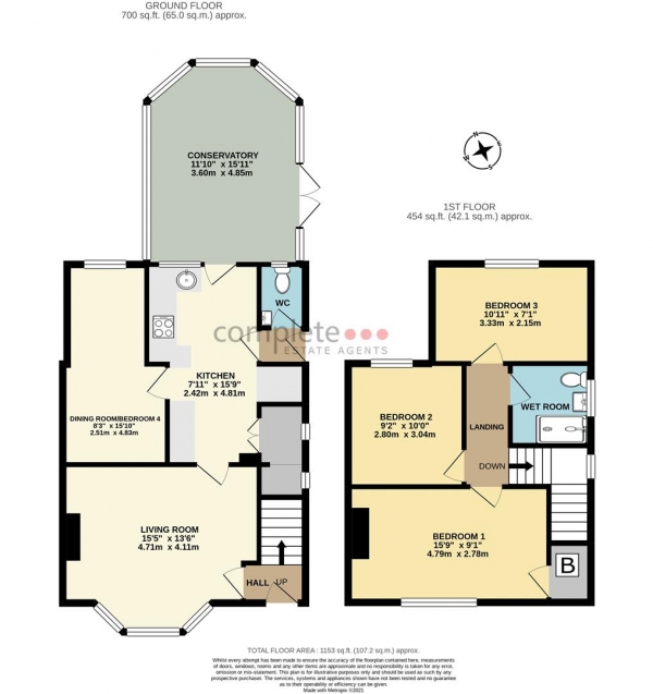 Floor Plan Image for 3 Bedroom Semi-Detached House for Sale in Rugby Road, Kilsby, Rugby