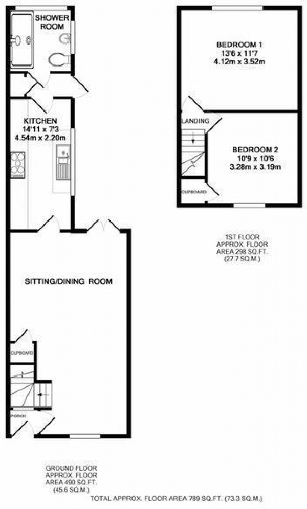 Floor Plan for 2 Bedroom Terraced House for Sale in Main Street, Long Lawford, Rugby, CV23, 9AZ - Offers Over &pound175,000
