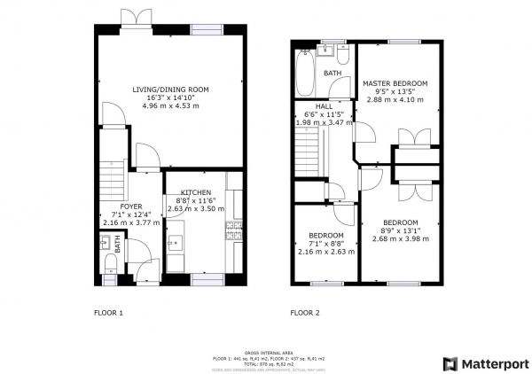 Floor Plan Image for 3 Bedroom Semi-Detached House for Sale in Trussell Way, Cawston, Rugby