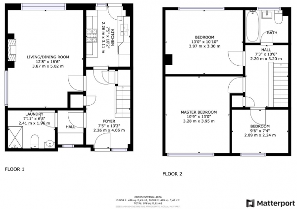 Floor Plan Image for 3 Bedroom End of Terrace House for Sale in Lennon Close, Rugby