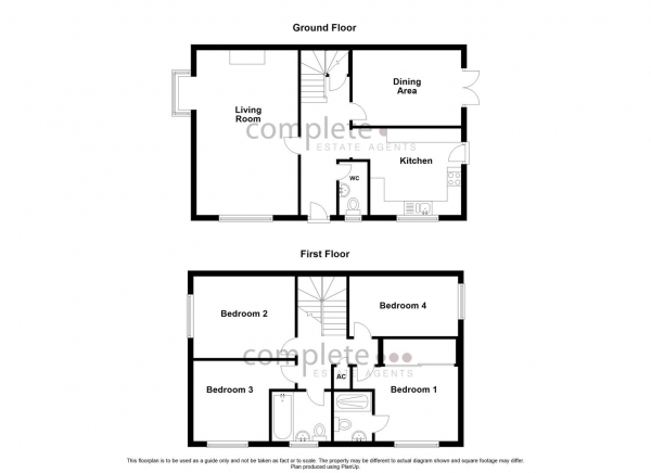 Floor Plan for 4 Bedroom Detached House for Sale in Ambleside, Rugby, CV21, 1JB - Offers Over &pound310,000