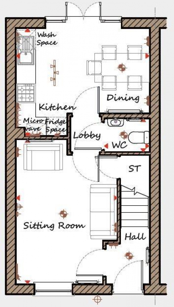 Floor Plan Image for 2 Bedroom Semi-Detached House for Sale in Pinetree Way, Houlton, Rugby