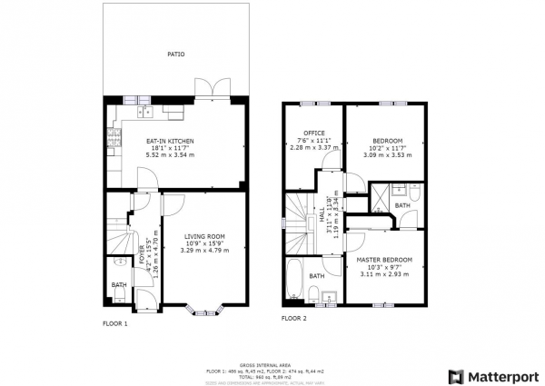 Floor Plan Image for 3 Bedroom Link Detached House for Sale in Hughes Drive, Houlton, Rugby