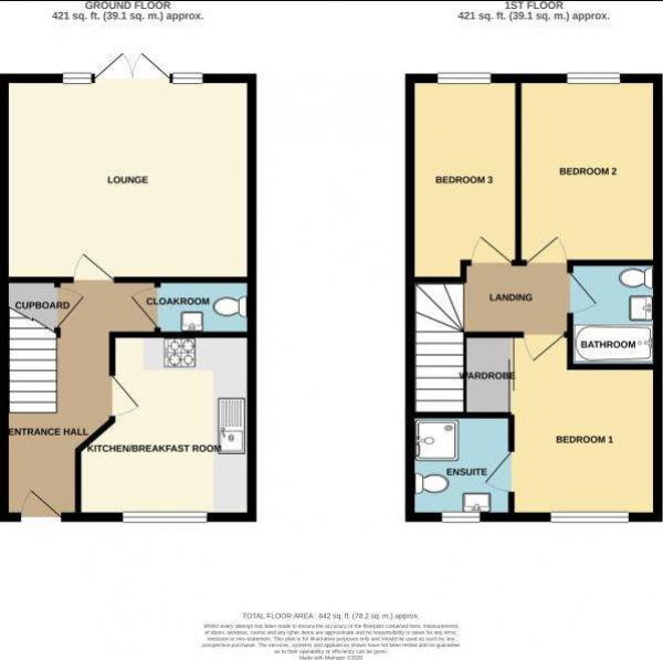 Floor Plan Image for 3 Bedroom Terraced House for Sale in Twist Court, Rugby