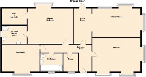Floor Plan for 2 Bedroom Park Home for Sale in Hill Top Park, Princethorpe, Rugby, CV23, 9PW - Offers Over &pound179,950