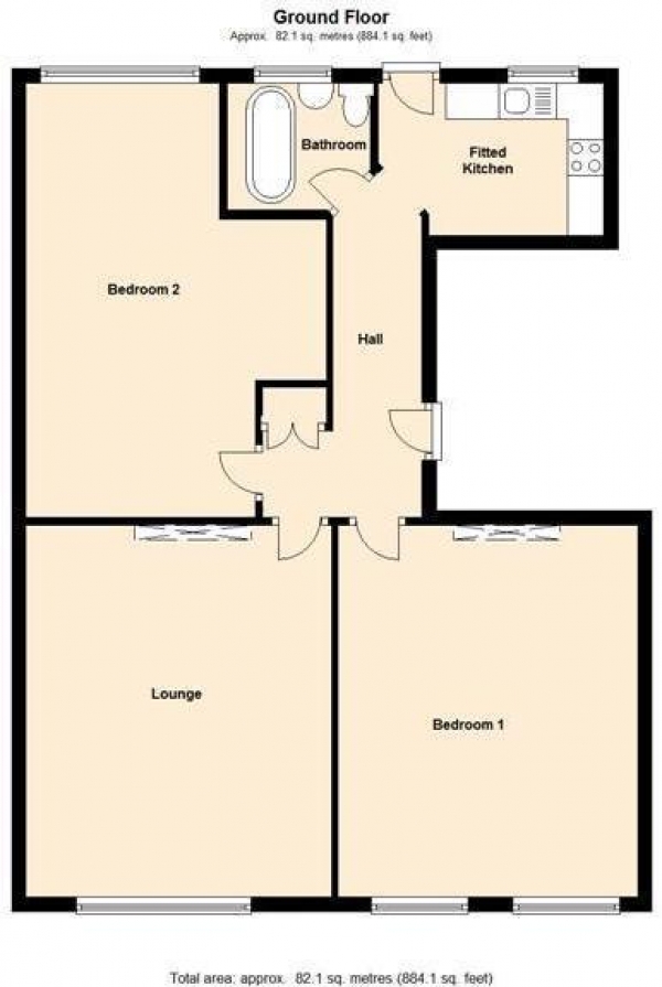 Floor Plan Image for 2 Bedroom Apartment for Sale in Gilshaw Lodge, Bilton Road, Rugby