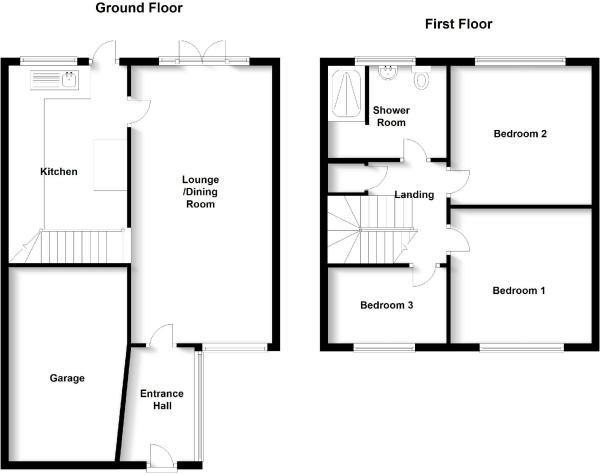 Floor Plan for 3 Bedroom Semi-Detached House for Sale in Cornwallis Road, Bilton, Rugby, CV22, 7HL - Offers Over &pound195,000