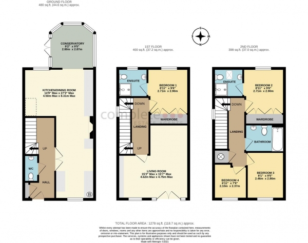 Floor Plan for 4 Bedroom Semi-Detached House for Sale in Tee Tong Road, Long Lawford, Rugby, CV23, 9DD - Offers Over &pound245,000