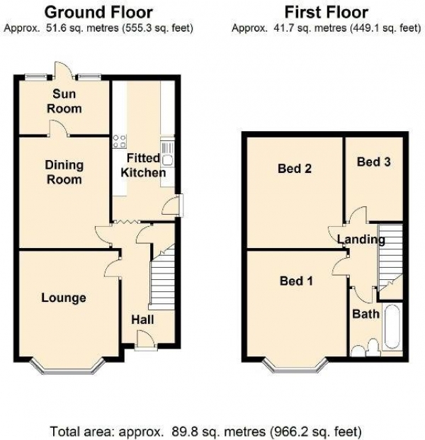 Floor Plan Image for 3 Bedroom Semi-Detached House for Sale in Hillfield Road, Rugby