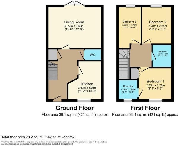 Floor Plan for 3 Bedroom Semi-Detached House for Sale in Stretton Close, Rugby, CV23, 0YD - Offers Over &pound250,000