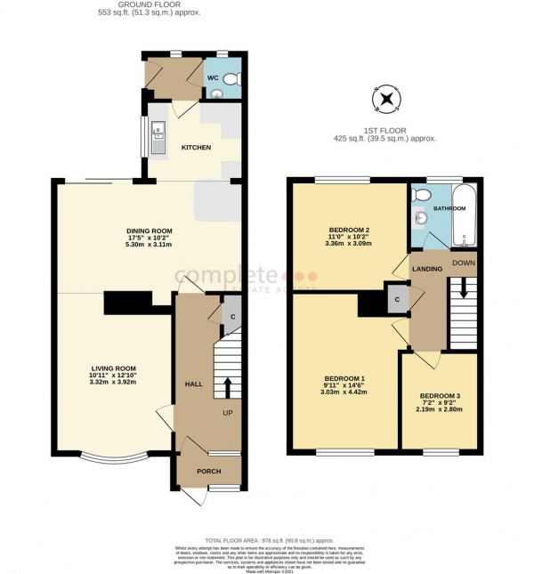 Floor Plan Image for 3 Bedroom End of Terrace House for Sale in Fetherston Crescent, Ryton On Dunsmore, Coventry
