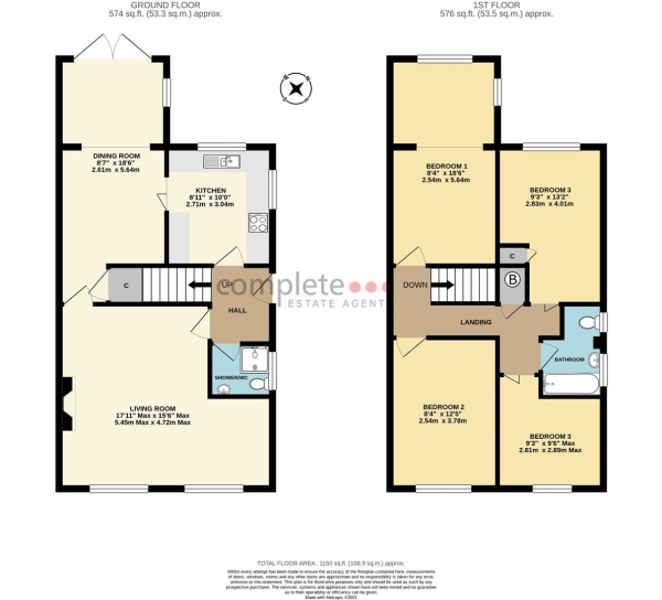 Floor Plan for 4 Bedroom Detached House for Sale in Ruskin Close, Hillside, Rugby, CV22, 5RU - Offers Over &pound310,000