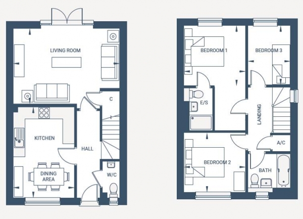 Floor Plan for 3 Bedroom Semi-Detached House for Sale in Shaughnessy Way, Houlton, Rugby, CV23, 1AU - Offers Over &pound270,000