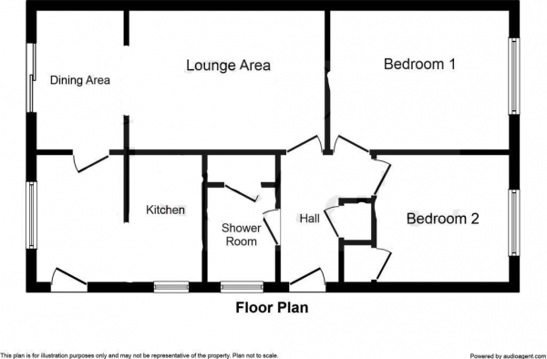 Floor Plan for 2 Bedroom Detached Bungalow for Sale in Rydal Close, Rugby, CV21, 1JP - Guide Price &pound269,950