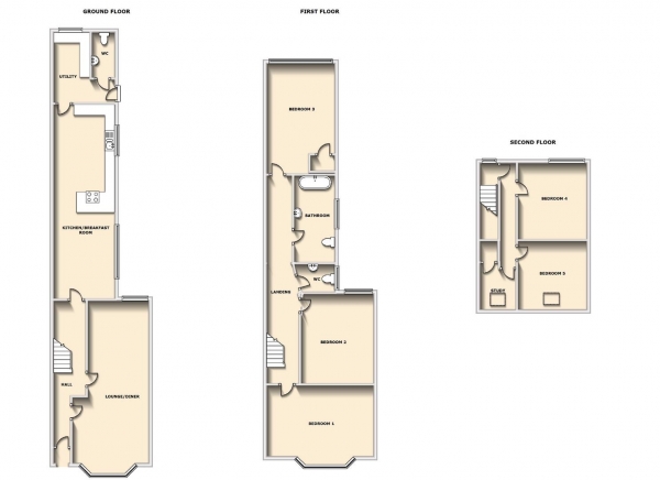 Floor Plan Image for 5 Bedroom Town House for Sale in Murray Road, Town Centre, Rugby