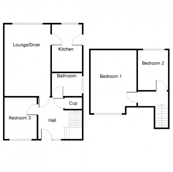 Floor Plan for 3 Bedroom Semi-Detached House for Sale in Othello Close, Rugby, CV22, 6LX - Offers Over &pound225,000