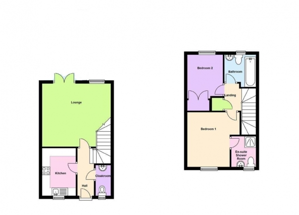 Floor Plan for 2 Bedroom Semi-Detached House for Sale in Devonshire Close, Rugby, CV22, 7EE - Offers Over &pound195,000