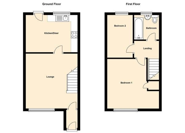 Floor Plan Image for 2 Bedroom Semi-Detached House for Sale in Mellish Road, Rugby