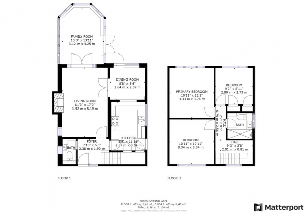 Floor Plan for 3 Bedroom Detached House for Sale in Ratliffe Road, Rugby, CV22, 6HB - Offers Over &pound390,000