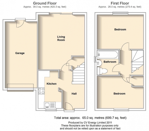 Floor Plan Image for 2 Bedroom Semi-Detached House for Sale in Weaver Drive, Long Lawford, Rugby