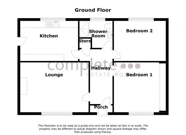 Floor Plan for 2 Bedroom Detached Bungalow for Sale in Landseer Close, Hillmorton, CV21, 4DE - Guide Price &pound300,000