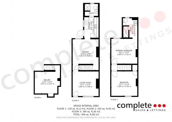 Floor Plan Image for 2 Bedroom End of Terrace House for Sale in South Street, Town Centre, Rugby