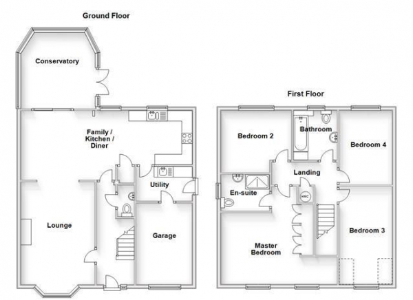 Floor Plan Image for 4 Bedroom Detached House for Sale in Durrell Drive, Cawston, Rugby