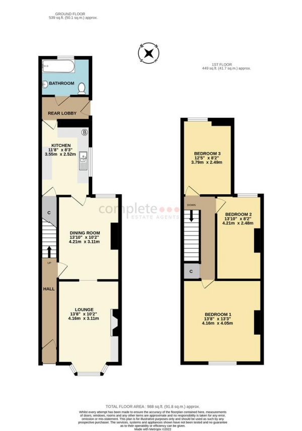 Floor Plan Image for 3 Bedroom Terraced House for Sale in Victoria Avenue, Rugby