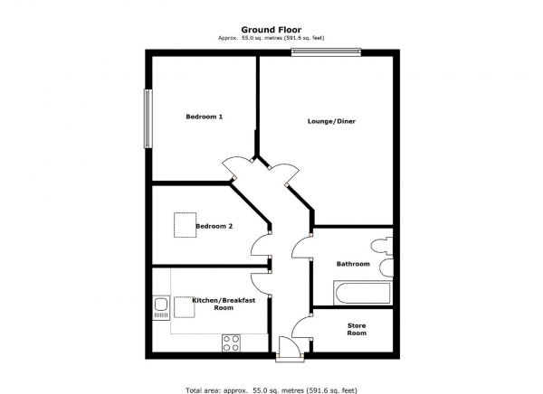 Floor Plan Image for 2 Bedroom Apartment for Sale in King Edward Road, Rugby