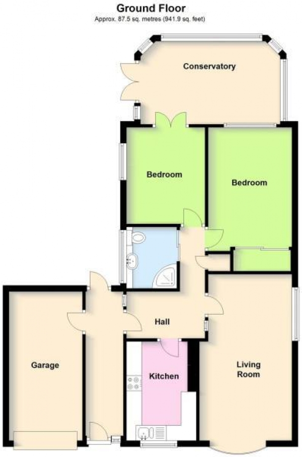 Floor Plan Image for 2 Bedroom Detached Bungalow for Sale in Holme Close, Rugby