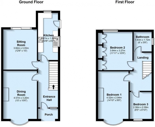 Floor Plan Image for 3 Bedroom Property for Sale in Belmont Road, Rugby