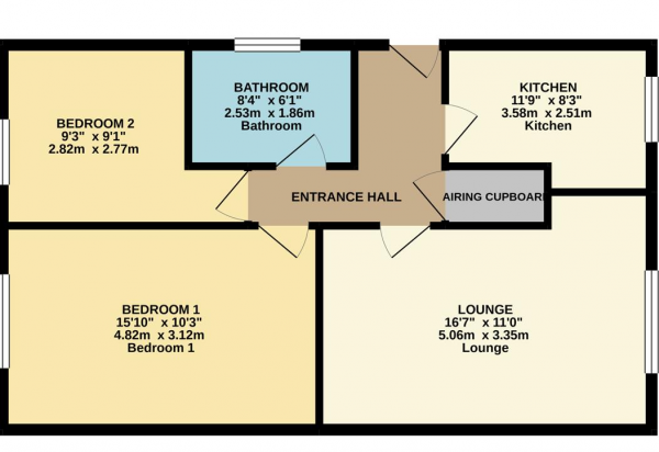 Floor Plan Image for 2 Bedroom Semi-Detached Bungalow for Sale in Anson Close, Rugby