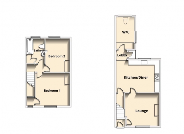 Floor Plan Image for 2 Bedroom Terraced House for Sale in Flecknoe, Rugby