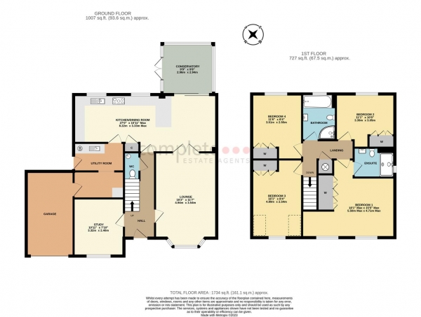 Floor Plan Image for 4 Bedroom Detached House for Sale in Durrell Drive, Cawston, Rugby