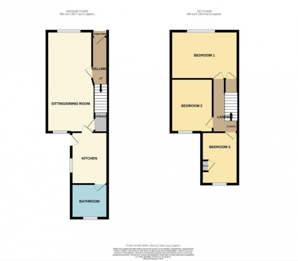 Floor Plan Image for 3 Bedroom Terraced House for Sale in Hunter Street, Rugby