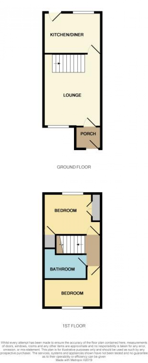 Floor Plan for 2 Bedroom Terraced House for Sale in Thomson Close, Waterside, Rugby, CV21, 1XJ - Offers Over &pound189,950