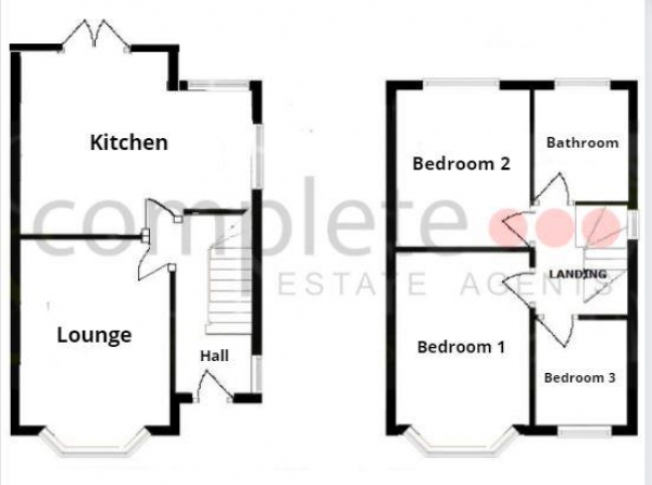 Floor Plan for 3 Bedroom Semi-Detached House for Sale in Burnside, Bilton, Rugby, CV22, 6AX - Offers Over &pound269,995