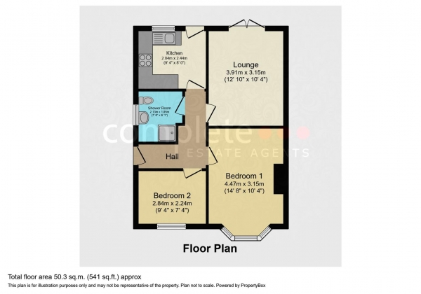 Floor Plan for 2 Bedroom Semi-Detached Bungalow for Sale in Tennyson Avenue, Rugby, CV22, 6JH - Offers Over &pound235,000