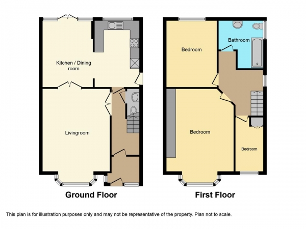 Floor Plan for 3 Bedroom Semi-Detached House for Sale in Frankton Avenue, Coventry, CV3, 5BB - Offers Over &pound375,000
