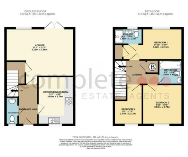 Floor Plan for 3 Bedroom Semi-Detached House for Sale in Redwood Road, Rugby, CV21, 1UD - Offers Over &pound270,000