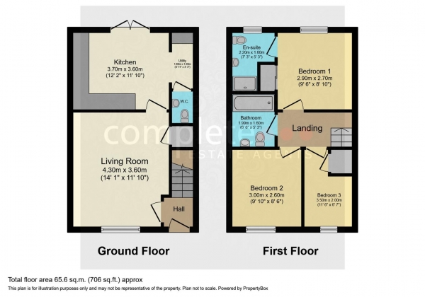 Floor Plan Image for 3 Bedroom Terraced House for Sale in Magnolia Avenue, Eden Park, Rugby