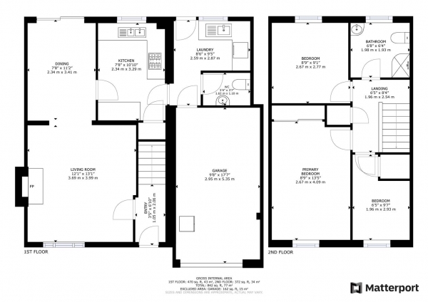 Floor Plan for 3 Bedroom Detached House for Sale in Sorrel Drive, Boughton Vale, Rugby, CV23, 0TL - Guide Price &pound270,000