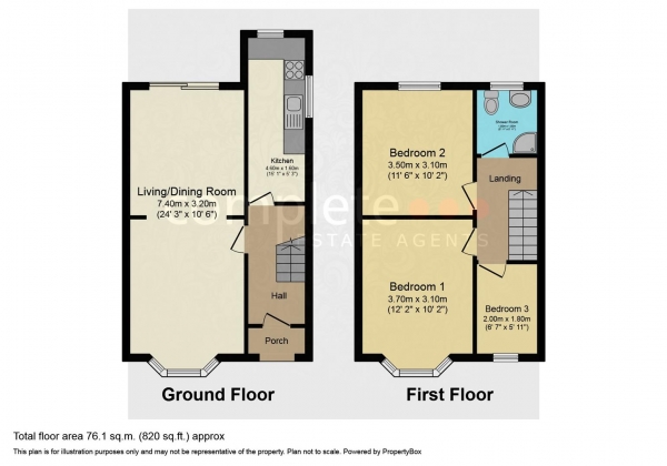 Floor Plan Image for 3 Bedroom Semi-Detached House for Sale in Willoughby Place, Rugby