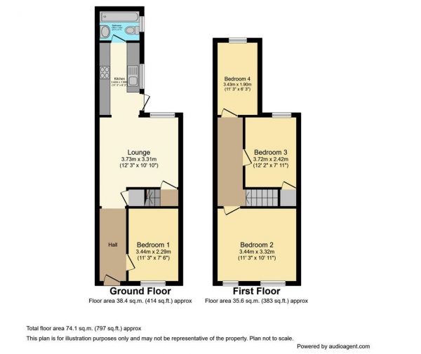 Floor Plan for 4 Bedroom Terraced House for Sale in Hamilton Road, Stoke, Coventry, CV2, 4FH - Offers Over &pound200,000